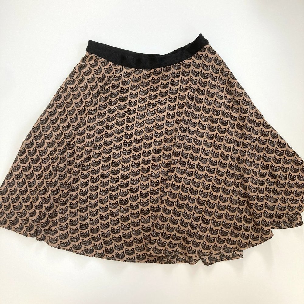 Anthropologie Eva Franco Fox Print Full Skirt size 2 XS